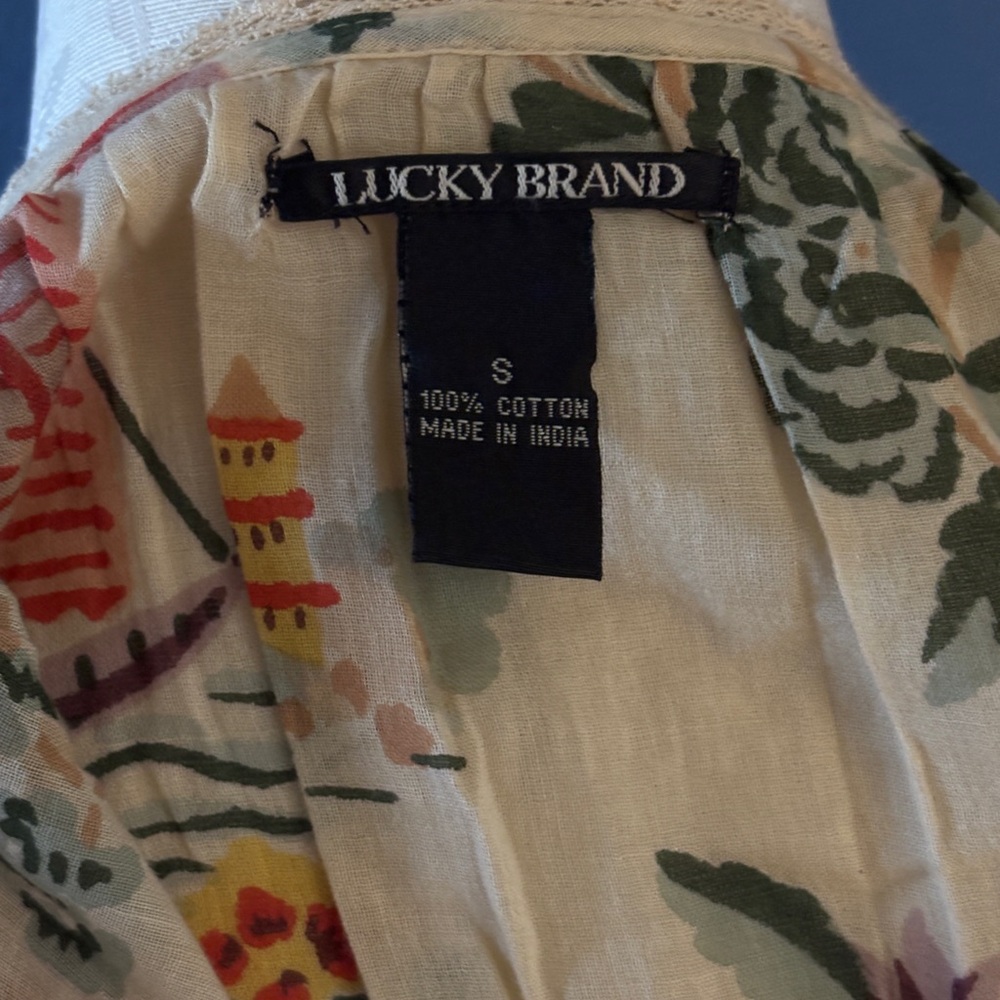 Lucky Brand Floral Print Short Sleeve Babydoll Top in Small - Picture 5 of 6